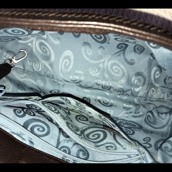 Brighton brown leather shoulder bag with braided strap and trim - Picture 6 of 9